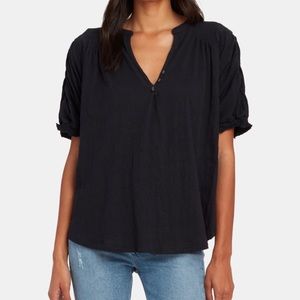 free people fever dream black ruched sleeve top
